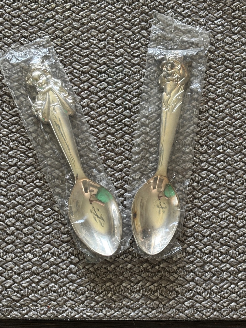 VINTAGE Pair of Silver-tone Beauty and the Beast Spoons